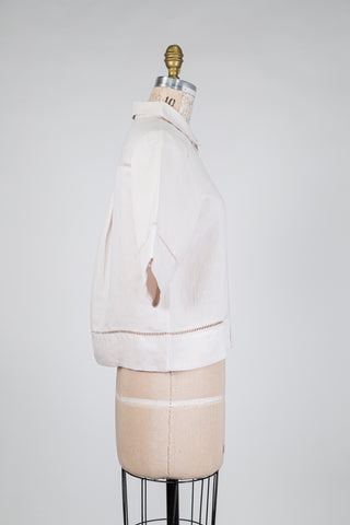 Beige organic cotton openwork blouse (S)