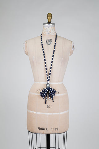 Collier marin à anneau et bille grise (TU)