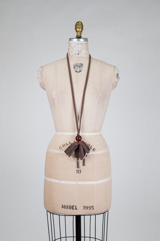 Brown ring and bead earth necklace (OS)