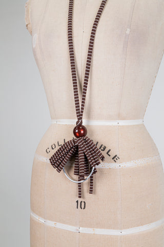 Brown ring and bead earth necklace (OS)