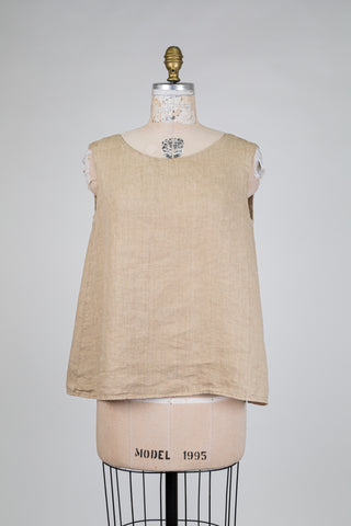 Beige linen tank top (S)