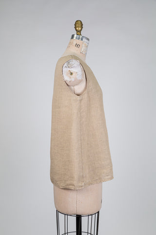 Beige linen tank top (S)