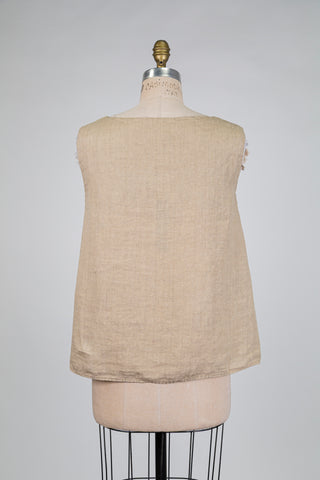 Beige linen tank top (S)
