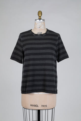 Washed Black and Charcoal Striped T-shirt (S)
