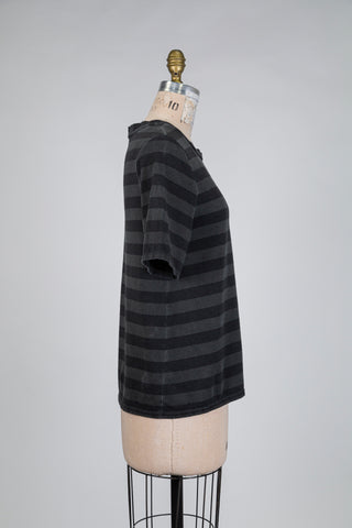 Washed Black and Charcoal Striped T-shirt (S)
