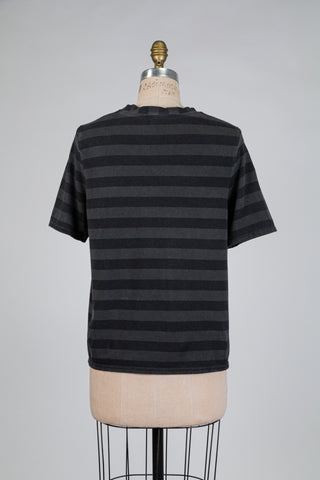 Washed Black and Charcoal Striped T-shirt (S)