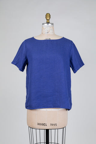 Indigo Blue Linen Top (S)