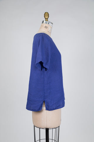 Indigo Blue Linen Top (S)
