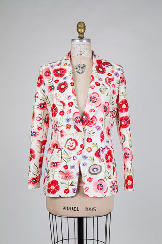 Blazer blanc à broderie florale (6)
