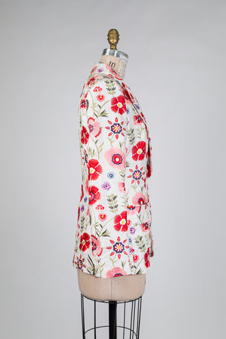 Blazer blanc à broderie florale (6)