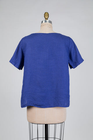 Indigo Blue Linen Top (S)