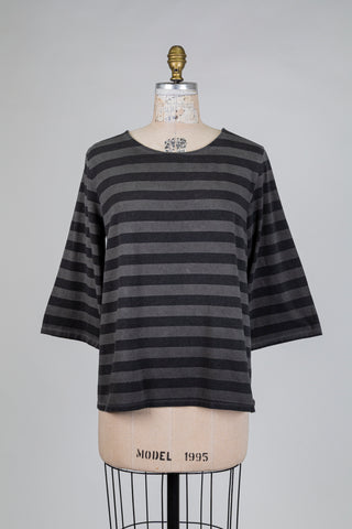 Washed charcoal grey striped top (S)