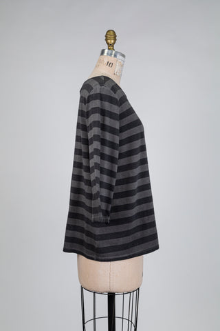 Washed charcoal grey striped top (S)