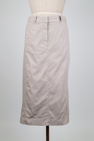 Jupe midi beige sable à coupe épurée (6)