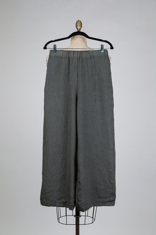 Green wide-leg linen trousers (S)
