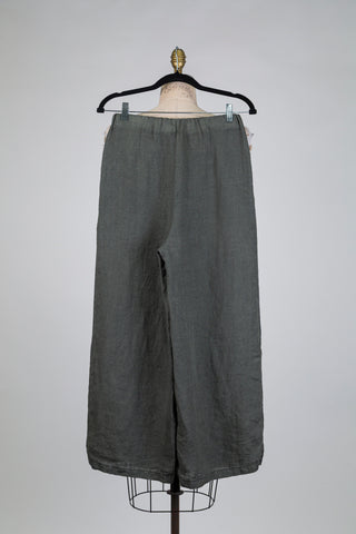 Green wide-leg linen trousers (S)