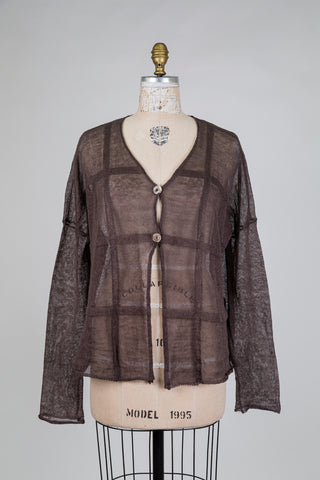 Fine knit brown cardigan (S+)
