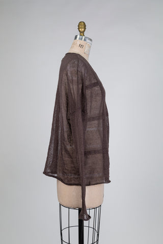 Fine knit brown cardigan (S+)