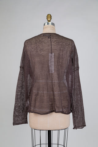 Fine knit brown cardigan (S+)