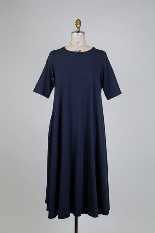 Navy sweater dress with full skirt (S)