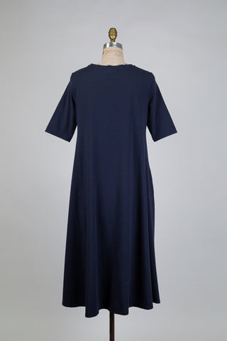 Navy sweater dress with full skirt (S)