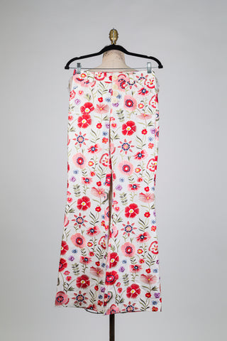 Pantalon blanc à broderie florale (2-4)