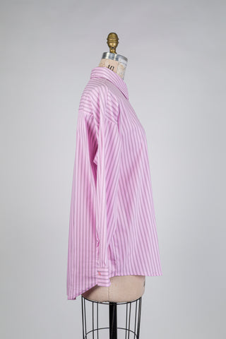 Oversized pink blouse with fine stripes (6)