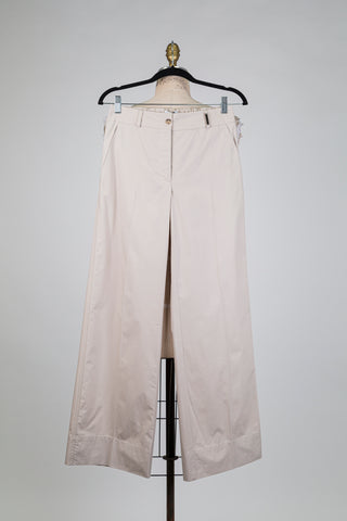 Pantalon beige en popeline à jambe large (6)