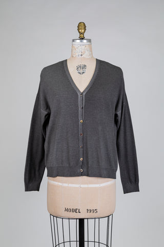 Charcoal grey V-neck cardigan (S)