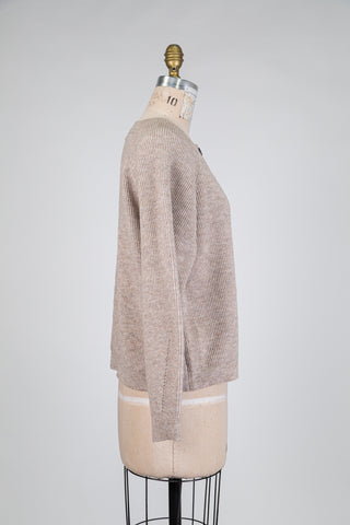 Cardigan en maille côtelée beige chiné (S)