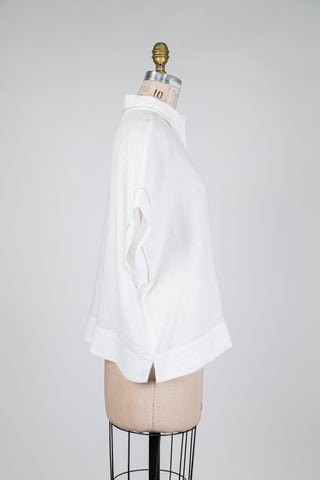 Blouse blanche fluide à col chemise ouvert (6)