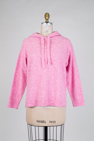 Chandail en tricot rose chiné à capuchon (S)