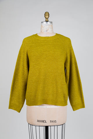 Mottled chartreuse knit sweater (S)