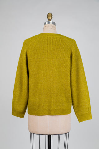 Mottled chartreuse knit sweater (S)