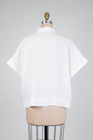 Blouse blanche fluide à col chemise ouvert (6)