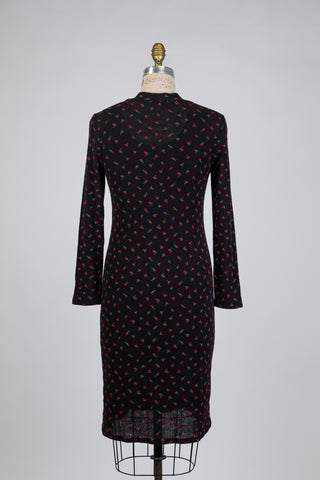 Robe noire semée de roses rouges (M)