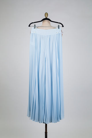 Pantalon palazzo bleu poudré à plis accordéon (6)