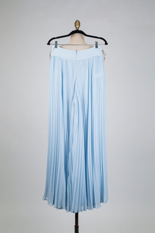Pantalon palazzo bleu poudré à plis accordéon (6)