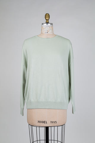 Chandail cosy-chic vert brume à ligne contrastée (M)