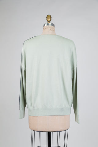 Chandail cosy-chic vert brume à ligne contrastée (M)