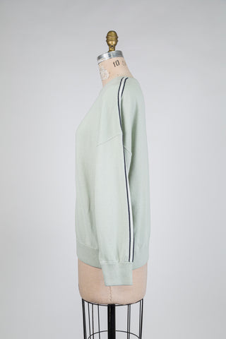 Chandail cosy-chic vert brume à ligne contrastée (M)