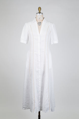 White shirt dress with beige stripes (6)
