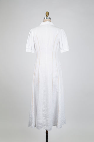 White shirt dress with beige stripes (6)