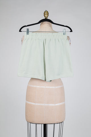Short cosy-chic vert brume à ligne contrastée (S+M)