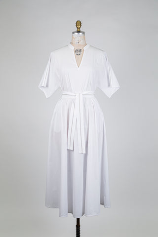 Glazed cotton dress with silver piping (6)