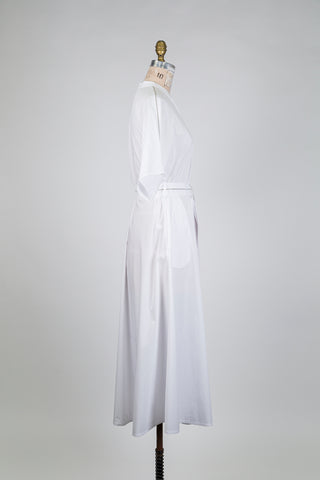 Glazed cotton dress with silver piping (6)