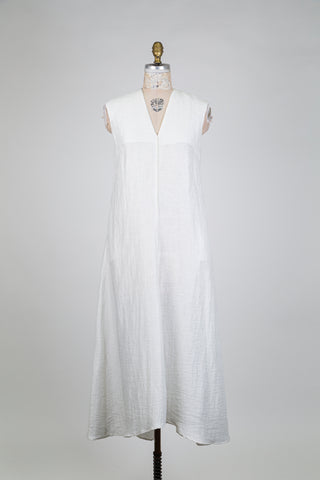 Robe trapèze blanche texturée (6)