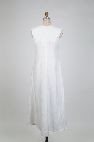 Robe trapèze blanche texturée (6)