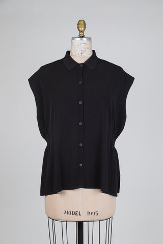 Débardeur polo noir à plis structurants à la taille (TU)