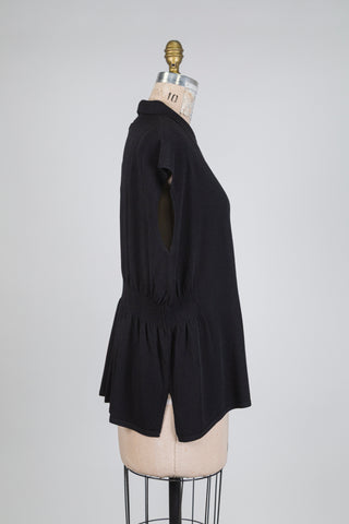 Débardeur polo noir à plis structurants à la taille (TU)